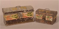Two Toleware Miniature Dome-Lid Trinket Boxes.