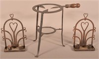Wrought Iron Trivet and a Pair of Candle Sconces.