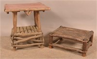 Rustic Adirondack Stand and Stool.