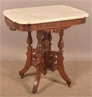 Victorian Carved & Molded Marble-Top Parlor Stand.