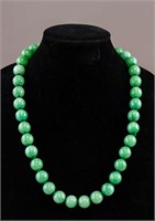 Chinese Fine Large Green Jade Bead Necklace