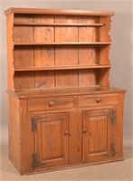PA 19th C. Softwood Step-Back Pewter Cupboard.