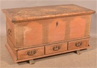 PA 18th C. Paint-Decorated Softwood Dower Chest.