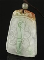 Chinese Green Jadeite Carved Pendant