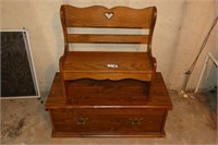 Wooden Chest & Doll Sized Bench