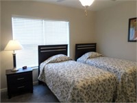 Complete Twin bed set-up gray/white
