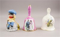 3 Porcelain Bells Palissy, Jasco & Giftcraft