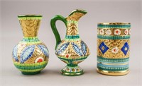 Three Italian Porcelain Gold Painted Drinkwares
