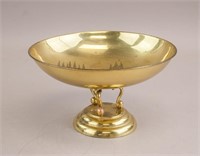 Antique Engraved Brass Bowl Canterbury Cathedral