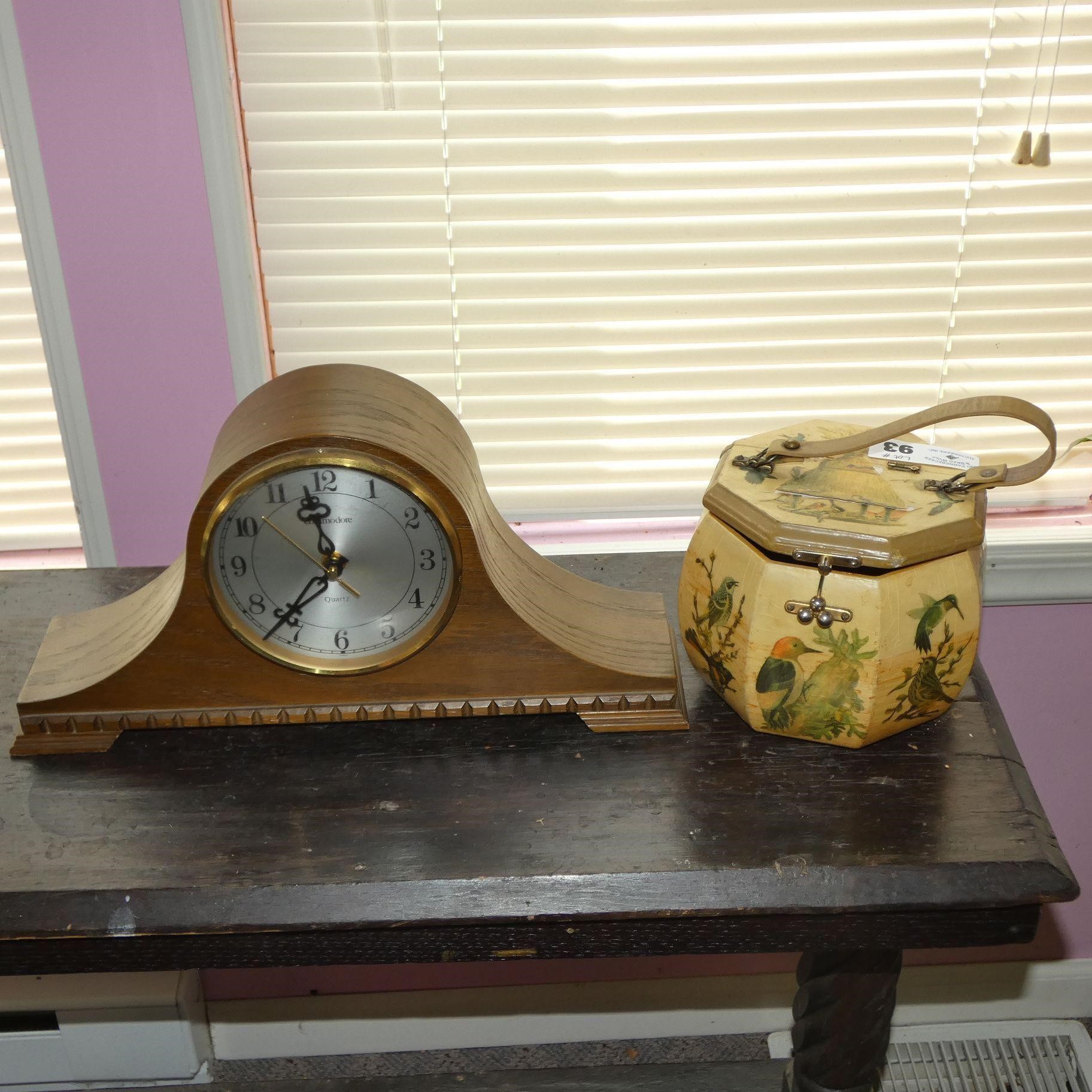 Mantle Clock, Hard Ladies Handbag / Box