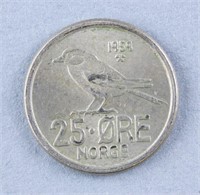 1959 Norway 25 Ore Coin