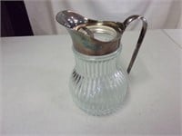 Vintage Glass Pitcher with Silver Top & Handle