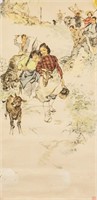 Chinese Litho on Paper Farmers w/ Red Seal