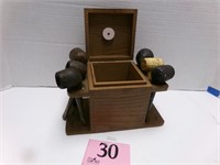 WOODEN PIPE STAND W/ 6 PIPES