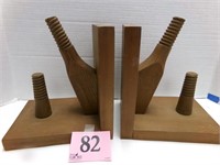 HAND MADE WOODEN BOOK ENDS