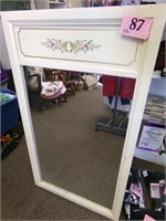 WOODEN FRAMED MIRROR WITH FLORAL DESIGN