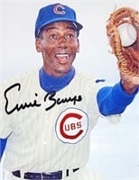 CUBS ERNIE BANKS AUTOGRAPHED 8X10 COLOR PHOTO COA