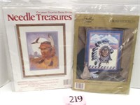 2 NATIVE AMERICAN CROSSTICH KITS