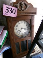 WOODEN WALL CLOCK WITH KEY AND PENDULUM