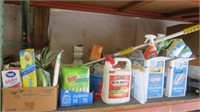 Shelf lot of cleaning supplies