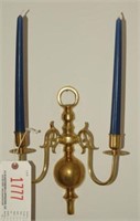 Pair of brass two arm wall sconces