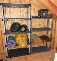 (2) Plastic storage shelves and contents to i