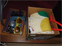 Box full of Vintage Clown Costumes & Accessories