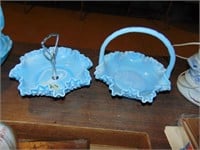 (2) Pieces of Unmarked Fenton Type Glass