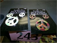 2 SETS PEACE SIGN EARRINGS AND CHARM