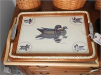Wood Duck and Nautical themed serving tray with