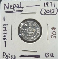 Uncirculated 1971, Nepal coin