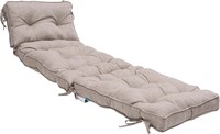 Tan/Grey Chaise Lounge Cushion with Ties