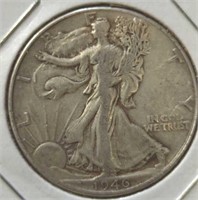Silver 1946 walking liberty half dollar