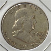 Silver 1960 Franklin half dollar