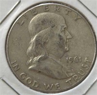 Silver 1961 Franklin half dollar