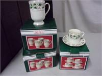 Christmas Porcelain Irish Mugs S/8 & Demitasse C/S