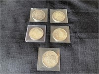 5 Early US Morgan Dollars