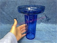 Pilgrim Glass USA blue art glass vase