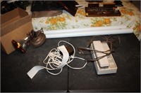 Vintage phone, light, heating blanket cord