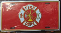USA made metal license plate fire department