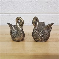 Vintage Brass Swan Salt & Pepper Shakers