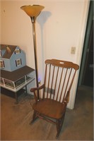 Wooden Rocking Chair & Floor Lamp