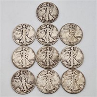 Walking Liberty Silver Half Dollars (10)