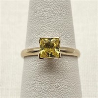 14K White Gold Ring Yellow Sapphire