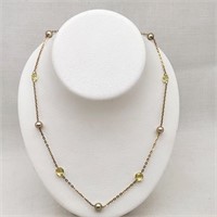 14K Pearl & Yellow Quartz Necklace