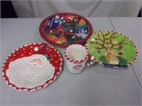 Christmas Candy Dishs/Trays & Mug