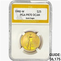 1990-W $25 1/2oz. American Gold Eagle PGA PR70
