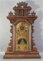 E. Ingraham Walnut Gingerbread Clock