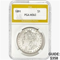 1891 Morgan Silver Dollar PGA MS63