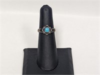 .925 Sterling Turquoise Ring Sz 6